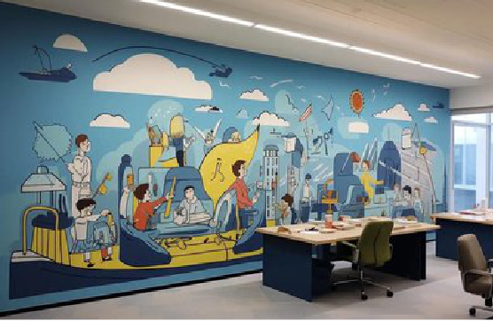 乐业办公室墙绘的特点。