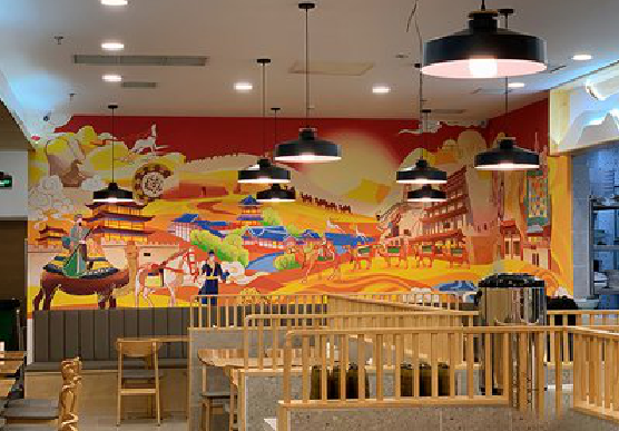 乐业商业空间彩绘介绍。