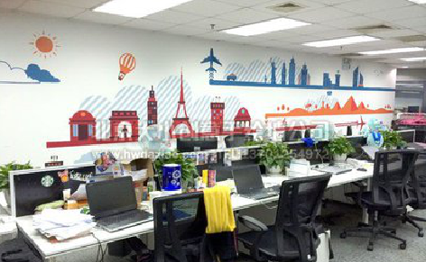 乐业教你设计办公室墙绘的方法。