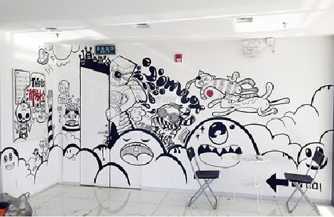 乐业手绘墙并非传统涂鸦。